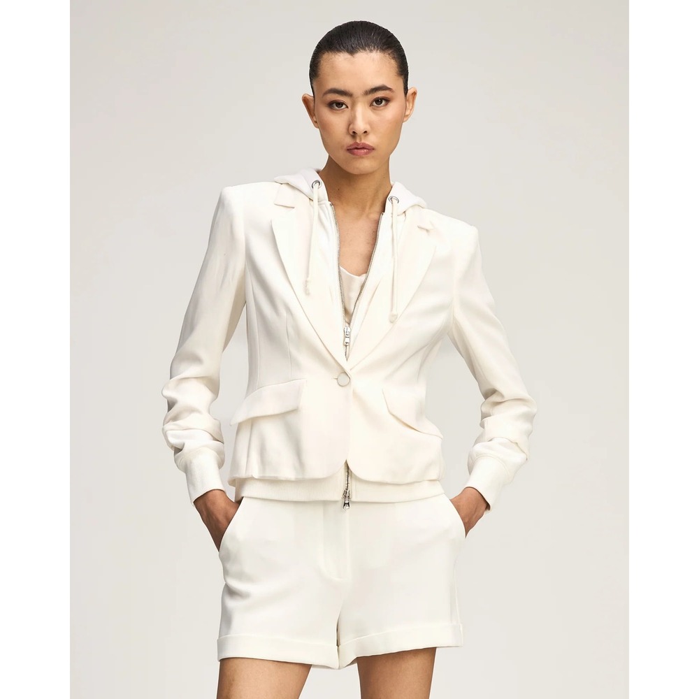 Cinq a Sept Women's 2 Le Petit Khloe Zip Hoodie Blazer Ivory Sporty Quiet Luxury